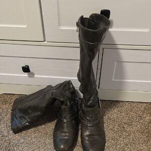 Tall Black Leather Boots